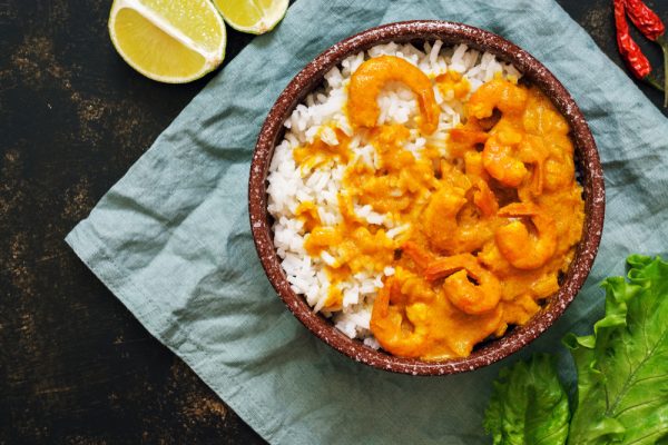 Garnelen-Curry mit Reis